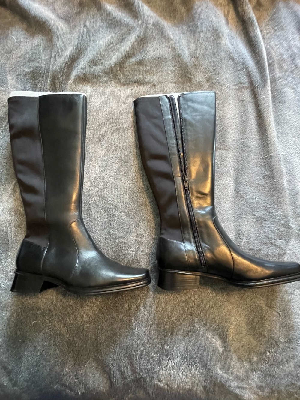 Andrew Geller Black Leather Knee-High Riding Boots